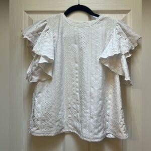 White Ruffle Sleeve Blouse